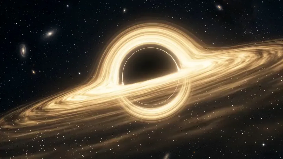 The golden disk of a black hole, turning